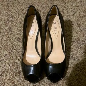 Black Guess peep toe heels